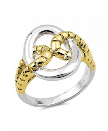 Gold-Tone Rope Knot Polished Ring New .925 Sterling Silver Band Sizes 5-9 - CG12JBXHISP