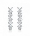 IncatonLeaf Crystal Earrings Birthday Christmas - Long Earrings White Silver - CE185DUKWWA