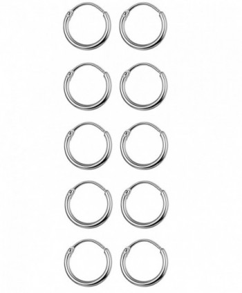 Thunaraz 5 Pairs Stainless Steel Endless Hoop Earrings Cartilage Piercing Silver Tone Sleeper Earrings 10mm - C61892DX7D0