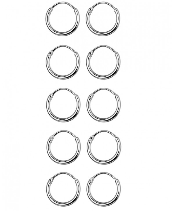Thunaraz 5 Pairs Stainless Steel Endless Hoop Earrings Cartilage Piercing Silver Tone Sleeper Earrings 10mm - C61892DX7D0