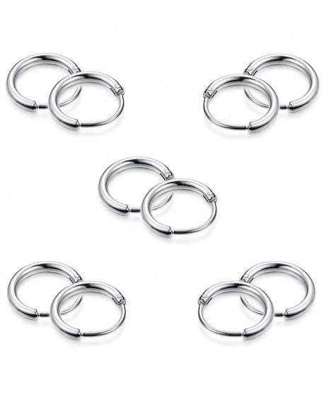 5 Pairs Stainless Steel Endless Hoop Earrings Cartilage Piercing Silver ...