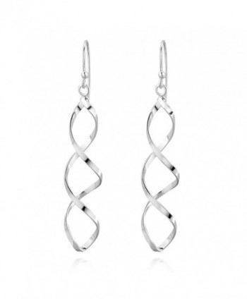 Lucky Infinity Twist Spiral Stick .925 Sterling Silver Dangle Earrings - CJ11KGGA469