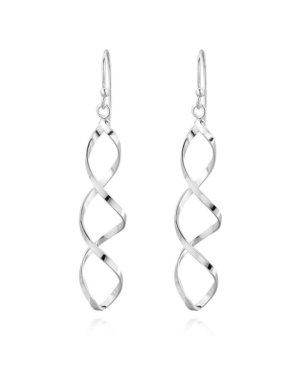 Lucky Infinity Twist Spiral Stick .925 Sterling Silver Dangle Earrings - CJ11KGGA469