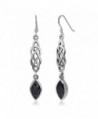 925 Sterling Silver Celtic Knot Black CZ Cubic Zirconia Stone Dangling Hook Earrings 2.16" - C112LPM7AYV