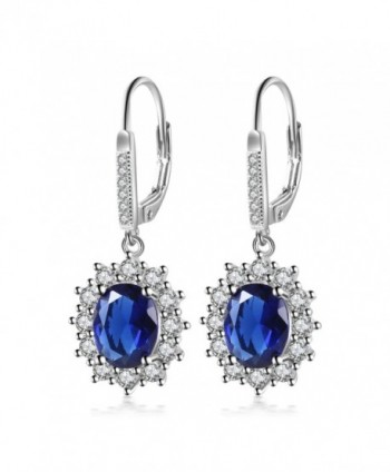 YAXING 925 Sterling Silver Snowflake Flower Blue Sapphire &White Cz Leverback Dangle Earring - CY12N0B9C37