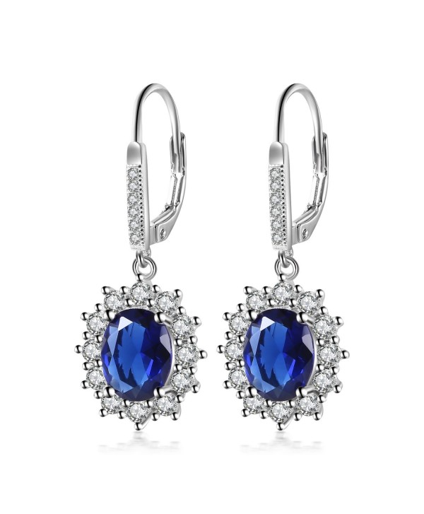 YAXING 925 Sterling Silver Snowflake Flower Blue Sapphire &White Cz Leverback Dangle Earring - CY12N0B9C37