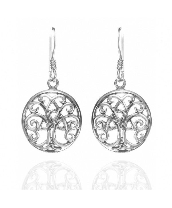 925 Sterling Silver Celtic Tree Of Life Trinity Knot Dangle Earrings - Nickel Free - C011I69DYCP