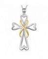 YFN Cross Pendant Women Jewelry 925 Sterling Silver Platinum Polished Eternal Celtic Knot Cross Necklace 18" - C3187GNU8TT