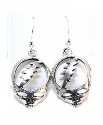 Pewter Grateful Dead Head Charms on Hypoallergenic French Hook Dangle Earrings - CC180L43XRQ