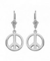 Leverback Peace Symbol Dangle Earrings in Polished Sterling Silver - CJ17YEWSW4C