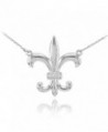 925 Sterling Silver CZ Fleur-de-Lis Pendant Necklace- 16" - CI11V2T6275