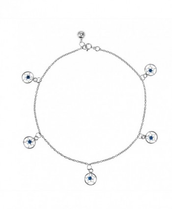 Dreamcatcher Fashion Beads Embellished .925 Sterling Silver Link Anklet - CL11UHWWCLX