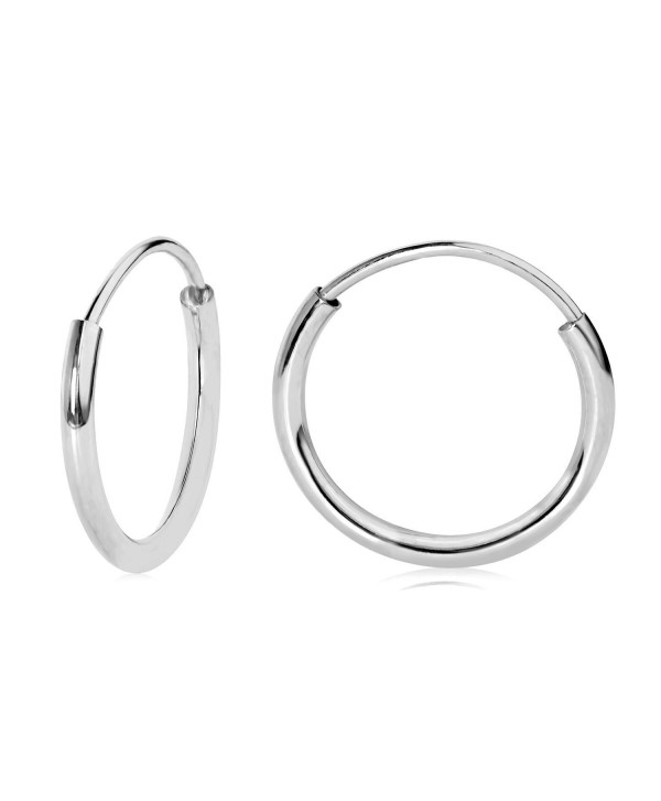 14k White Gold Endless Hoop Earrings 10-20mm - C612NZU0EJ4