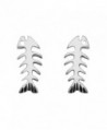Sterling Silver Skeletal Fish Stud Earrings - CE11DYWP0IZ