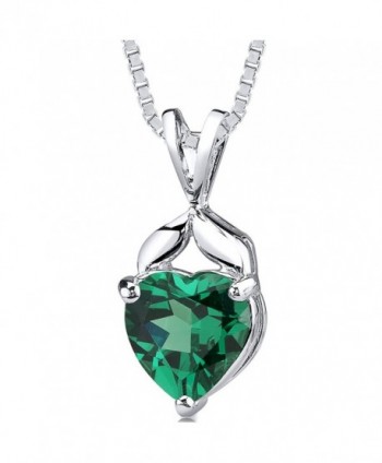 Simulated Emerald Heart Shape Pendant Sterling Silver 3.00 Carats - CI11LTGQ6V3