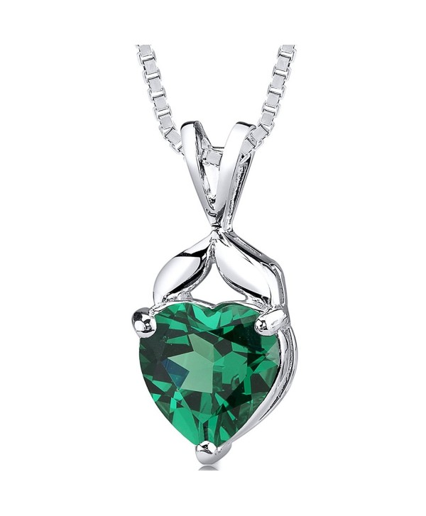 Simulated Emerald Heart Shape Pendant Sterling Silver 3.00 Carats - CI11LTGQ6V3