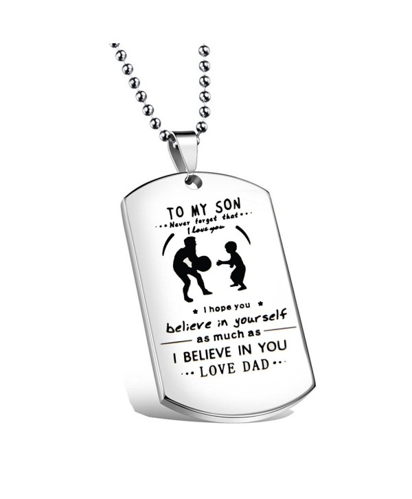 Ensianth Father Son Jewelry Never Forget That I Love You Necklace Dog Tag Necklace To My Son Gift - Necklace - CV186KN85CI