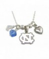 North Carolina Tar Heels Blue Austrian Crystal Heart Silver Chain Necklace UNC - CO11QZRR3G3