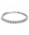 Elensan Woman's 925 Sterling Silver White Cubic Zirconia Tennis Platinum Plated Bling Bracelet - CQ12L5GOZBJ