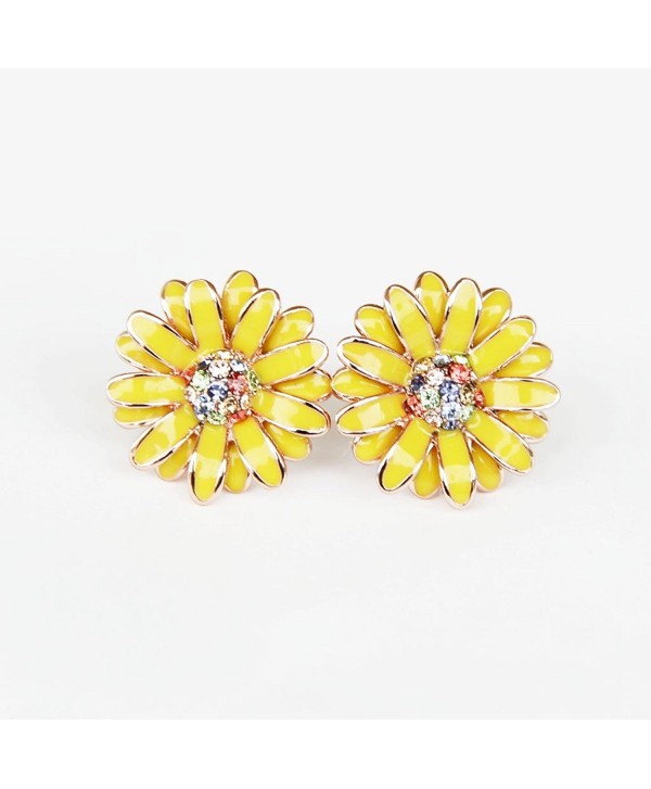 Iuha 74 Beautiful Elegant Daisy Earrings With Colorful Crystal - Yellow - CV11QA3M2PX