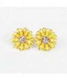 Iuha 74 Beautiful Elegant Daisy Earrings With Colorful Crystal - Yellow - CV11QA3M2PX