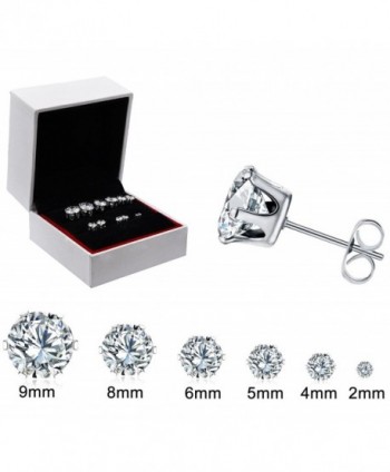 18-20G Round Clear CZ Stud Earrings Stainless Steel 6Pairs Earring Set for Women - Pin: 20G - CH1806D505K