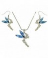 DianaL Boutique Fairy Tinkerbell Blue Crystal Necklace and Earrings Set Tinker Bell - CI11PNMEIEV