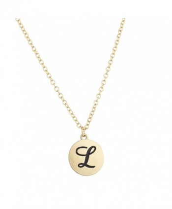 Lux Accessories Script Initial Personalized Disc Pendant Necklace - L Gold - CA12N9RLSHF