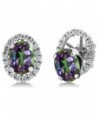 3.72 Ct Oval Green Mystic Topaz 925 Sterling Silver Stud Earrings with Jackets - CA11MDEY1C1