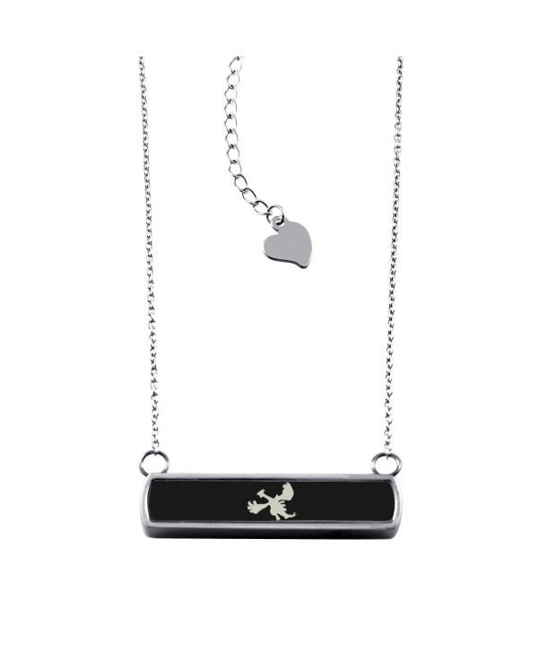 Stainless Steel Laser Engraved 2nd Gen Lugia Pokémon Horizontal Bar Charm Necklace Pendant - Black - CC12O80OYTF