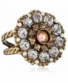 Sorrelli Charming Crystal Bloom Cocktail Ring - Tan/Clear - CK11JG9TQDZ