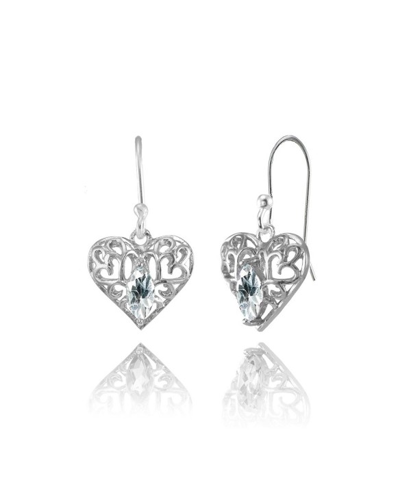 Sterling Aquamarine Marquise Filigree Earrings - Aquamarine - CI185H6SCHE