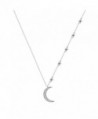 S925 Sterling Silver Crescent Moon and Star Jewelry CZ Pendant Necklace-Rolo Chain-18+2" - C0185A804IC