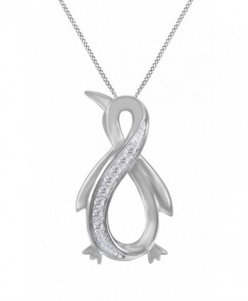 White Natural Diamond Penguin Infinity Pendant Necklace 14k Gold Over Sterling Silver (1/10 Ct) - CA12O9QBGZN