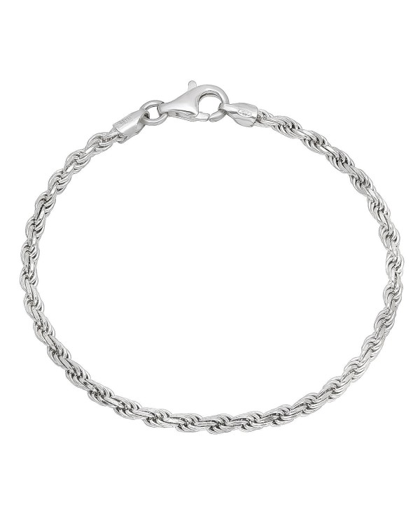 3.2mm 925 Sterling Silver Nickel-Free Diamond-Cut Rope Link Italian Chain + Bonus Polishing Cloth - CN12JXAWOP7