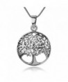 925 Oxidized Sterling Silver Open Filigree Ancient Tree of Life Symbol Round Pendant Necklace- 18" - C3185AROXWK