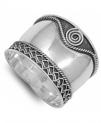 Sterling Silver Womens Swirl Oxidized in Women's Band Rings