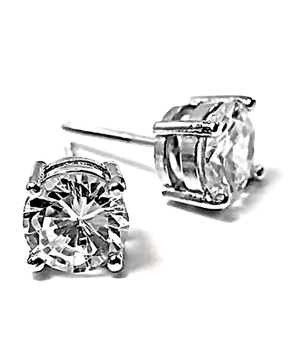 Candi: 7mm- 2.5ct Brilliant Cut Ice on Fire CZ Screw-Back Stud Earrings 925 Sterling Silver- 3121A - C311GV0B0IL