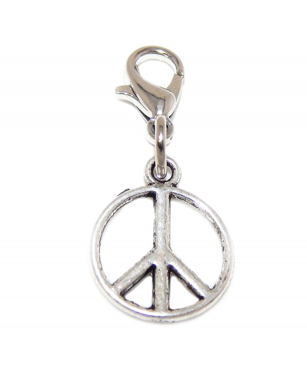 Pro Jewelry Dangling "Peace Sign" Clip-on Bead for Charm Bracelet 01347 - CW127BQSB49