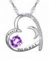 Valentines Birthstone Necklace Sterling Swarovski - A-Natural Amethyst Gemstone Love Heart Necklace - C9189T4D6ZK