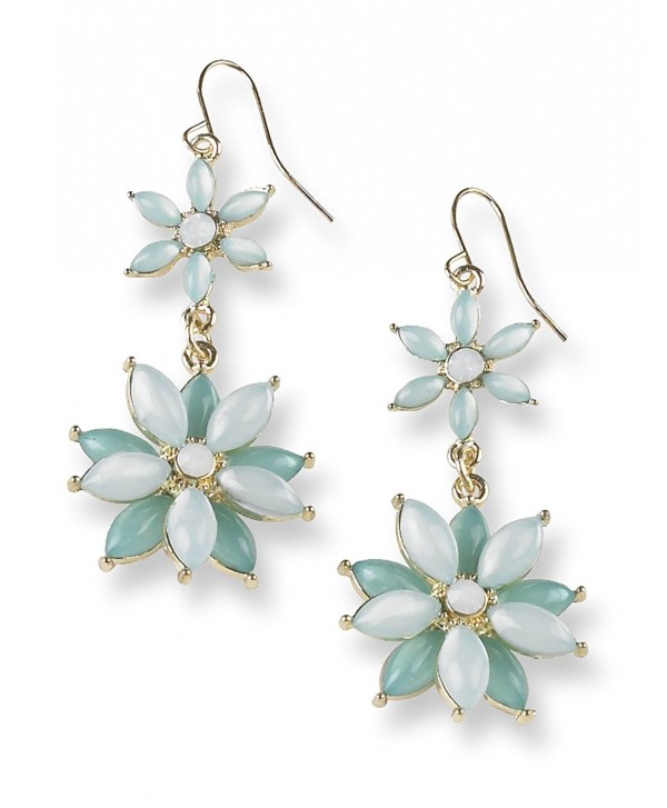 Flower Daisy Accent Dangle Drop Earrings - Mint - CB189ZII8MD