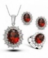 Fancy Austria Crystal Necklace Ring Earrings Jewelry Set Ruby - Ring Size 8 - CJ12I9RODWN