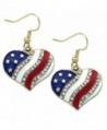 4th of July USA American Flag Patriotic Red Blue Star Earrings Jewelry - "Heart Hook Gold-tone 3/4""" - C1183AY0GTC