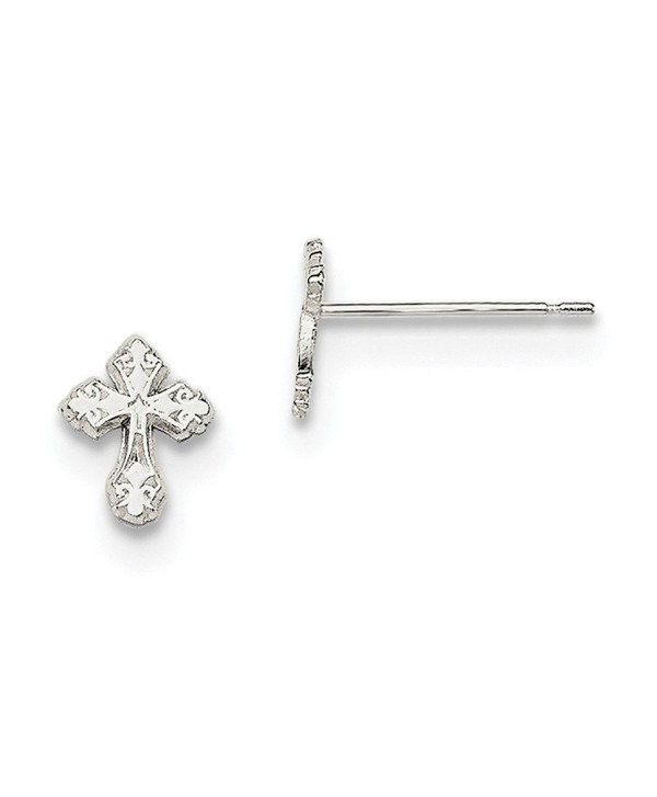 Diamond2Deal Solid 925 Sterling Silver Cross Mini Stud Earrings - C6184WQEO95