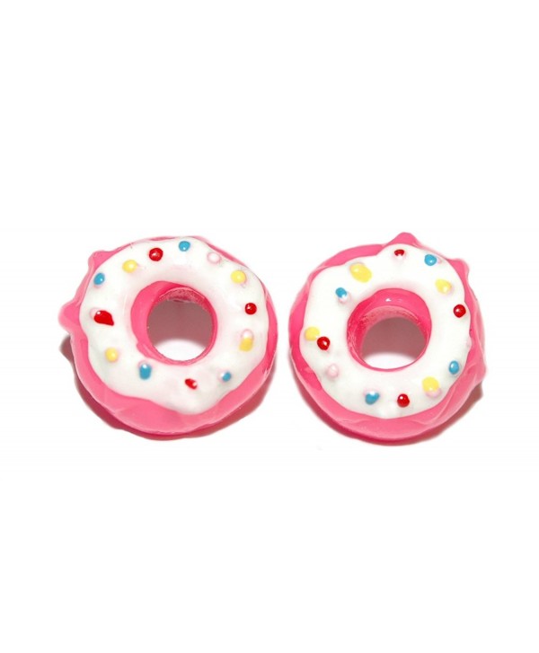 HOT PINK & WHITE SPRINKLE FROSTED DONUTS DOUGHNUTS STUD EARRINGS (S041) - CA182DNQMNA