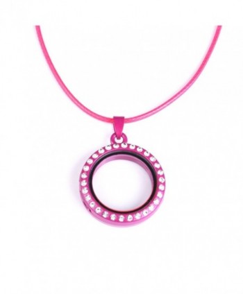 Colorful Rhinestone Memory Lockets - Pink - CR1206JRWT3