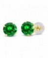 14K Yellow Gold Green Simulated Emerald Women's Stud Earrings (1.68 Cttw- 5MM Round) - CX11H6RWGGD