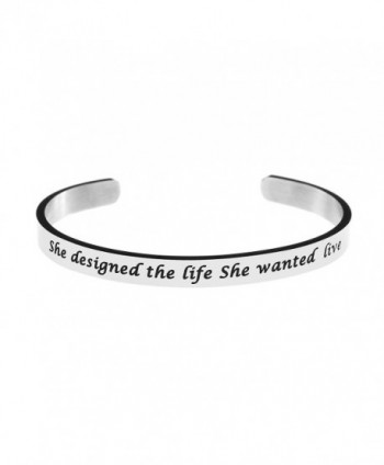 Cuff Bangle for Women Silver Girl Female Bracelet Stainless Steel Jewellery Inspirational Gift - C0188RZQ5Y6