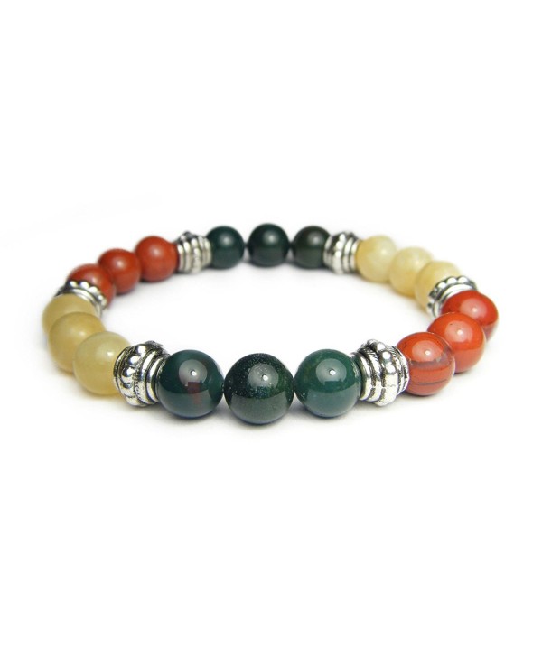 ANXIETY TAMER 8mm Crystal Gemstone Intention Bracelet - Bloodstone- Calcite- & Jasper - CU12MAW22WC