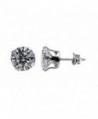 Sterling Silver Clear 10mm Round Cubic Zirconia CZ Stud Earrings - CV115O3XYT9